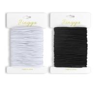 YSWOVUO Fil Elastique pour Bracelet, 2pcs Cordon Elastique 1mm x 20m, Cordon d'Artisanat pour Tisser des Colliers, Fabrication de Bijoux DIY, Collier, Bracelet, Artisanat, Noir et Blanc