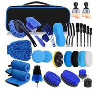 YSWOVUO Kit Nettoyage Voiture, 31 Pièces Brosse Nettoyage Voiture Kit pour L'intérieur et L'extérieur, Brosse Perceuse Nettoyage avec Brosses, Éponges de Polissage et Plus, Sac de Transport Pratique
