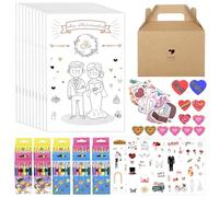 YSWOVUO Lot de 10 Livres de Coloriage de Mariage pour Enfants, Livre de Coloriage de Mariage avec Autocollants, Crayons de Couleur, Taille-crayon, Gomme et Boîte Cadeau, Cadeaux de Mariage