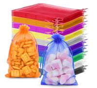 YSWOVUO Lot de 100 Sachets Organza 10x15cm, Sacs Organza avec Cordon pour Faveur de Mariage, Anniversaire, Fête de Noël, Pochette Bijoux, Sacs pour Lavande Vide