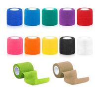 YSWOVUO Lot de 12 Bandage Autoadhésif 5cm x 4,5m, Non-tissés Bandage Cohésif, Bandage Elastique Cohésif, Bande Kinesiologie, Bande Auto Agrippante pour Vétérinaire Entorses Cheville Sportives