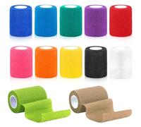 YSWOVUO Lot de 12 Bandage Autoadhésif 7,5cm x 4,5m, Non-tissés Bandage Cohésif, Bandage Elastique Cohésif, Bande Kinesiologie, Bande Auto Agrippante pour Vétérinaire Entorses Cheville Sportives