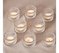 YSWOVUO Lot de 24 Mini Porte Bougeoir, Bougeoir en Verre Transparen, 5cm x 3.5cm Photophore Chandelier, Supports pour Bougies Chauffe-Plat pour Décoration Centre De Table Maison Mariage Fête Dîner