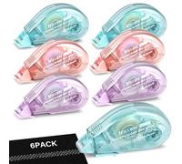 YSWOVUO Lot de 6 Rouleau de Colle Roller, 6mm x 6m Souris Roller Colle Ruban Adhésif Double Face, Transparent Colle Scrapbooking pour Travaux Manuels, Album Photo, Cartes, Journal, DIY Carte