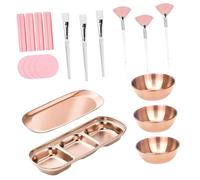 YsXoWiui 20 Pièces Bols Mélangeurs Faciaux Brosse Applicateur Éponge Comprimée Plateau Compartiment Acier Inoxydable Convient Usage Professionnel Salon Beauté, or Rose