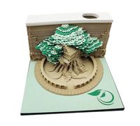 YsXoWiui Bloc-notes 3D en papier décoratif for table, motif cabane dans les arbres, for salle de lecture, bureau, festival, vert