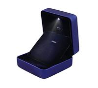 YsXoWiui Boîte à Bijoux Lumineuse LED, Coffret à Pendentif avec Lumière, élégant Coffret Cadeau Portable en Velours pour Demande en Mariage, Fiançailles Ou Mar, Bleu