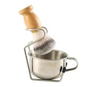 YsXoWiui Brosse à Raser Coffret Brosse Bol Support Acier Inoxydable Manche Bois Ergonomique Utilisation Facile Adapté pour Barbe Père, Style B