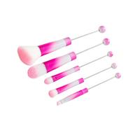 YsXoWiui Ensemble de 5 Pinceaux de Maquillage : Pinceaux Cosmétiques à Perles, Pinceaux Estompeurs, Pinceaux Contouring, Dotés D’un Manche En Métal Robuste et, Rose rouge