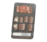 YsXoWiui Faux Ongles à Coller, Mignons et Couvrants, avec Colle et Lime à Ongles Carrées Colorées. Kit Manucure à Coller pour Bal de, Mariage, Rendez-, Couleur nue