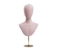 YsXoWiui Mannequin Tête Support pour Chapeaux Présentoir à Perruque Porte-collier Réglable En Flanelle et Métal Adapté pour Boutiques Salons Vitrines, Rose