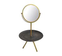 YsXoWiui Miroir de Maquillage Miroir Cosmétique sur Table avec Plateau Rangement Bois Support Multifonction Organisateur Bijoux Accessoires Adapté pour Salle D, Or