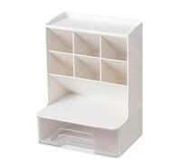 YsXoWiui Organisateur de Bureau avec Support à Stylos Compartiment Fournitures Boîte Organisation Multifonction Adaptée Au Lieu de Travail Domicile Salle D'Étu, Blanche