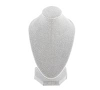 YsXoWiui Présentoir à Bijoux Support Collier Rangement Accessoires Buste en Bois Recouvert de Velours Élégant Protège Les Bijoux Adapté Exposition Boutique Mai, Velours Blanc