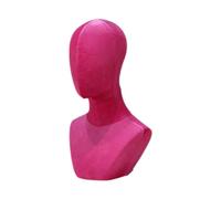 YsXoWiui Tête de Mannequin avec épaules et Support Porte-bijoux pour Perruques, Chapeaux, Colliers et Autres Bijoux, En Fibre de Verre Velours, pour Salon de C, Rose Rouge