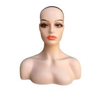 YsXoWiui Tête de Mannequin Féminine avec Visage et épaules Réalistes pour La Présentation de Perruques, Porte-bijoux, Présentoir à Chapeaux et Présentoir à Bou, Style D