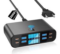 YSYFAD Chargeur USB C Multiple 8 Ports avec Écran LED, 300W Station de Charge GaN Rapide PD PPS Chargeur USB C 65W QC3.0 USBA Charger Multi pour Macbook Ordinateurs Portables iPhone Pad, Noir