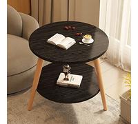 YSYJ Nordic 2 - Floor Coffee Table Wood Round Table Storage Table Simple Coffee Snack Table Home Living Room Office Window(60x60x60cm, Black)