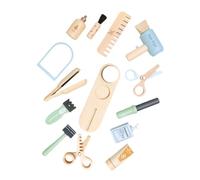 Ysyqkn 16 Pièces Salon de Coiffure Enfant Ensemble de Jeu Coiffeuse Jouet Séchage Cheveux Accessoires de Coiffure en Bois pour Apprendre La Coordination et F