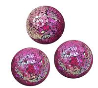 Ysyqkn 3 Boules de Mosaïque En Verre, Sphères de Mosaïque de 8 Cm, Boules Décoratives pour Garnir Paniers, Vases et Bols, Violet
