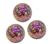 Ysyqkn 3 Boules de Mosaïque En Verre, Sphères de Mosaïque de 8 Cm, Boules Décoratives pour Garnir Paniers, Vases et Bols, Rouge