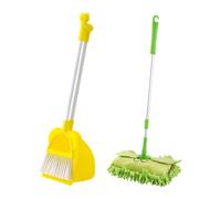 Ysyqkn 3 Pièces Balai Jouet Enfants Ensemble Ménage Mini Balayette Pelle à Poussière Jeu D'Imitation Ménage Matériau PP Tissu Adapté Apprentissage Autonomie, vadrouille verte