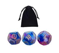 Ysyqkn 3 Pièces Dé Polyédrique Astrologie Dés Acrylique Cartes Accessoire Sac Expérience Adapté aux Jeux de Société Rôle Famille Collection, Modèle F