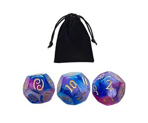 Ysyqkn 3 Pièces Dé Polyédrique Astrologie Dés Acrylique Cartes Accessoire Sac Expérience Adapté aux Jeux de Société Rôle Famille Collection, Modèle F