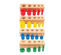 Ysyqkn 4 Pièces Blocs Cylindriques à Boutons Cylindre Non Boutonné en Bois Sensoriel Jeu Éducatif Convient pour Enseignement Préscolaire Cadeau