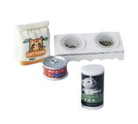 Ysyqkn 4 Pièces Bol Chat Miniature Maison de Poupée Nourriture Chat Faux Aliments Accessoire Poupée Décor Mobilier Adapté à Décoration Salon Chambre Cadeau, Style b