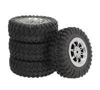 Ysyqkn 4 Pièces Pneus de Voiture RC Ensemble de Roues Complètes Pièces de Rechange pour Une Mise à Niveau Facile et Une Adhérence Optimale Adapté Aux Voiture, Argent