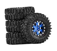 Ysyqkn 4 Pièces Pneus RC Voiture Simulation Roue Pièce Accessoire Résistant Aluminium Conviennent pour Modélisme Collection Utilisation à Domicile, Bleu