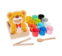 Ysyqkn 8 Pièces Rainbow Balls In Cups Jeu de Manipulation Fine En Bois Couleurs Association Visuelle Jeu Sensoriel Cognition Adaptée Aux Enfants Déve, avec 12 balles