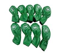 Ysyqkn 9 Pièces Housse Fer de Golf Ensemble Protège Irons Couverture Numérotée PU Cuir Douce Résistante Adaptée Aux Golfeurs Compétition Séjour, Vert