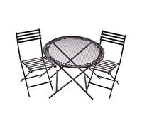 Ysyqkn Accessoires pour Jardin Féerique, Ensemble de Mobilier Rustique en Métal à L'échelle 1:12 avec Table Basse/thé et Chaises, Idéal pour Les Dioramas, Noir