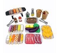 Ysyqkn BBQ Playset Jouet Cuisine Barbecue Grill Ensemble Simulation Alimentaire Plastique Recyclable pour Enfants 3 Ans 30x20x10cm Formation, 55 pièces