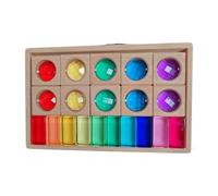 Ysyqkn Blocs Jouets Empilables Cubes Acryliques Bois Translucides Construction Jeux d'Éveil Empilage Fonction Sensorielle Convient aux Enfants Salon Chambre, 2 Types de Blocs