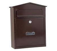 Ysyqkn Boîte Aux Lettres Murale Verrouillable En Fer Résistant Installation Facile Grande Capacité et Moderne Élégant Adaptée Au Rangement Du Courrier, Brun Foncé