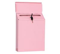 Ysyqkn Boîte Aux Lettres Verticale Suspendue et Sécurisée pour Enveloppes et Journaux - Convient pour Une Porte D'entrée, Un Bureau Ou Une Décoration Rur, Rose