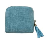 Ysyqkn Boîte de Rangement Bijoux Organiseur Coffret Pochette avec Compartiments pour Bagues Colliers Boucles d'oreilles Tissu Velours Chenille Fermeture Prat, Bleu Ciel