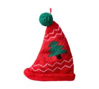 Ysyqkn Chapeau de Noël Tricoté Bonnet Mini Bonnet Ornement Mural Léger Unique Polyester Respirant Adapté pour Arbre de Noël Décoration Maison, Arbre de Noël Rouge