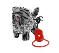 Ysyqkn Chat Électronique Jouet pour Enfants Peluche Animée Interactive Animal Réaliste Marchant et Sonore Peluche Douce et Drôle à Emporter Adapté aux, Rayures Noires et Grises