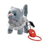 Ysyqkn Chat Électronique Jouet pour Enfants Peluche Animée Interactive Animal Réaliste Marchant et Sonore Peluche Douce et Drôle à Emporter Adapté aux, Gris