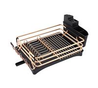 Ysyqkn Compartiment de Rangement avec Porte-couverts, 'égouttage avec Bec Verseur Pivotant Réglable, égouttoir à Vaisselle, Support pour Plateau de, Champagne Or Noir