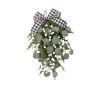 Ysyqkn Couronne de Noël pour Porte D'entrée, Composée de Feuilles Vertes et Ornée D'un Nœud Papillon.
