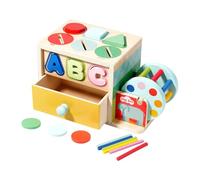 Ysyqkn Cube d'Activité en Bois Jeu de Tri de Formes Multiples Toucher pour Coordination Motrice Développement Sensoriel Adapté aux Enfants Jeux, Style B