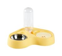 Ysyqkn Distributeur Automatique de Croquettes - Distributeurs Automatiques avec Abreuvoir - Acier Inoxydable - Amovible - Plateau Antidérapant - P, Jaune