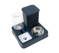 Ysyqkn Distributeur Automatique d'eau et de Nourriture, Amovible, Ensemble 2 en 1 pour Aliments Secs et Humides, Options de Rangement Séparées, Bleu Foncé