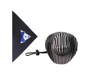 Ysyqkn Dog Bandana Chapeau Cowboy Bib Écharpe Triangle Polyester Costume Lavable Réglable Adapté à L'Accessoire Fête Cosplay Photographie Événement Familial, Nœud Papillon Bleu