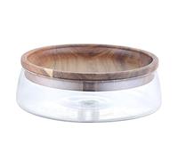Ysyqkn Élégant Verre avec Base En Bois pour Conserver Les Biscuits et Les En-cas, B, Grand1